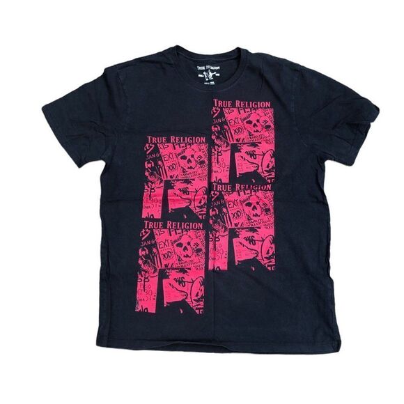 TRUE Religion T Shirt SS HS Printed Fashion BIG LOGO Large - Picture 1 of 5